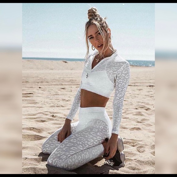 White Leopard Leggings and Matching Top - Picture 2 of 4